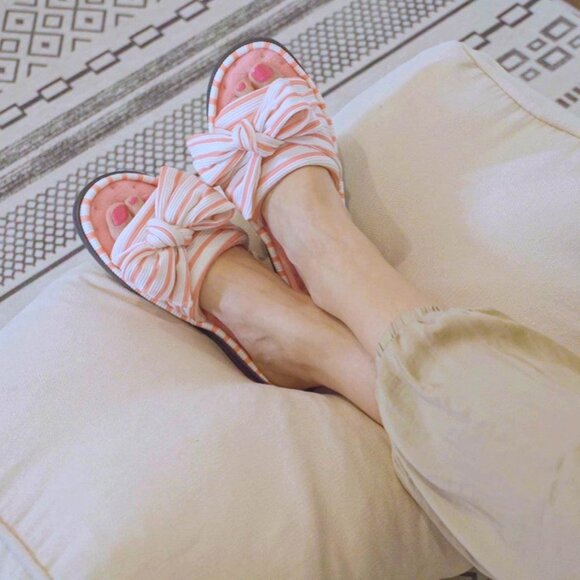 Women's Light Pink White Memory Foam House Eurytides Slide Slippers Shoes - Picture 8 of 9